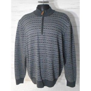 MARTIN ITALIAN 100% MERINO EXTRA FINE WOOL MEN'S GRAY 1/4 Zip XL Mens Fair Isle